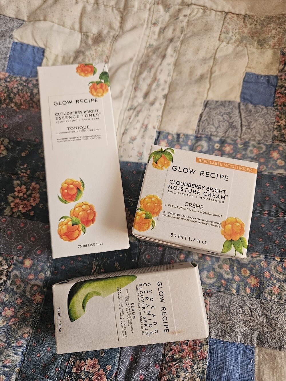 Glow Recipe Cloudberry Bright Skincare Bundle Toner Moisturizer & Avocado Serum